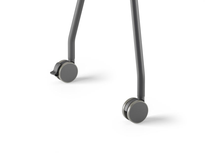 Black aluminium stands with caster wheels in black plastic, one lockable. Designed by Michel Charlot for FAUST Linoleum