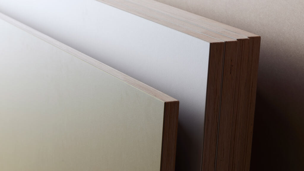 Five wooden surfaces with different linoleum-lined colours