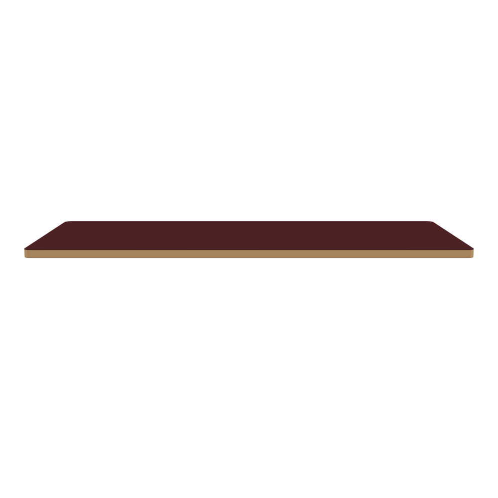 Table Top - Shape Square - Length 160.00 cm - Width 80.00 cm - Radius 2.60 cm - Thickness 3 cm - Surface Linoleum, 4154 Burgundy - Core Laminboard - Edge Linoleum, 4001 Clay - Profile Edge 90°