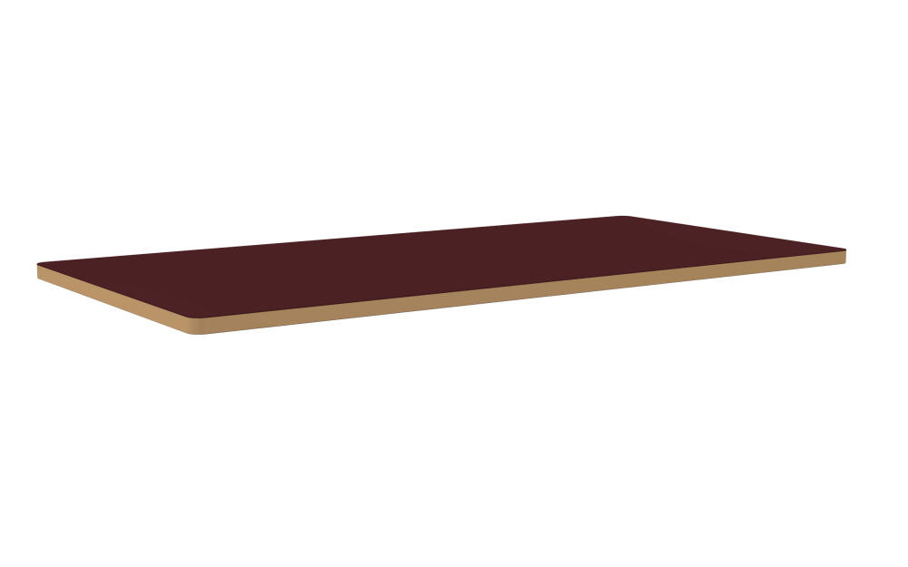 Table Top - Shape Square - Length 160.00 cm - Width 80.00 cm - Radius 2.60 cm - Thickness 3 cm - Surface Linoleum, 4154 Burgundy - Core Laminboard - Edge Linoleum, 4001 Clay - Profile Edge 90°