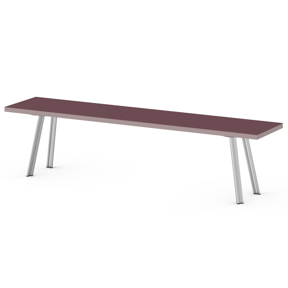 BEAM Bench - Linoleum Linoleum, 4154 Burgundy - Edge Linoleum, 4010 Soft Lilac - Material and Colour Aluminium, matt anodised - Size L 120 × W 36 × H 45 cm