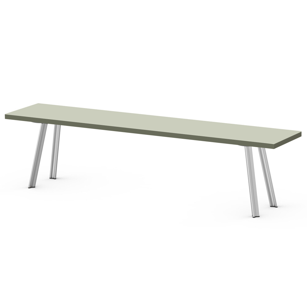BEAM Bench - Linoleum Linoleum, 4183 Pistachio - Edge Linoleum, 4184 Olive - Material and Colour Aluminium, matt anodised - Size L 120 × W 36 × H 45 cm