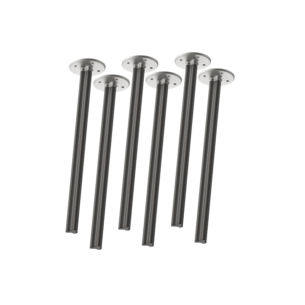 Ein Set aus 6 Stück BEAM-Beinen im "M"-Größe, 71 cm groß, entworfen von Daniel Lorch, mit RAL 7021 Schwarzgrau-Finish und Metallverbindern.