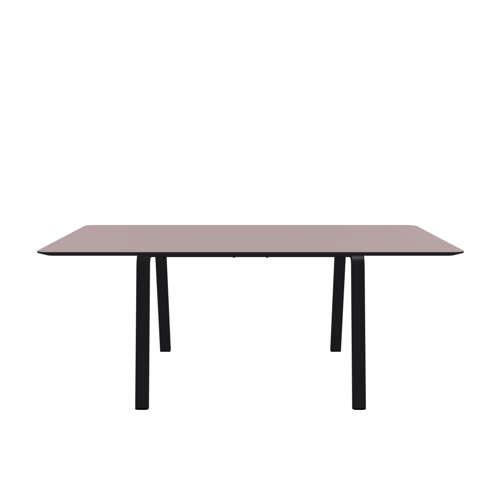 DIN Tisch - Form Eckig - Länge 190,00 cm - Tiefe 100,00 cm - Radius 5,00 cm - Stärke 2,1 cm - Freiformfläche 1.00000000 - Oberseite Linoleum, 4010 Soft Lilac - Kern MDF - Kante MDF, Schwarz - Kantenschräge 25° / DIN Tischgestell - Materialien und Farben Pulverbeschichteter Stahl, Jet Black (RAL 9005) - Breite M - Set 2 Stück