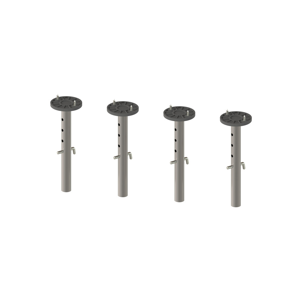E2 Height Adjusters Short, in Steel, Clear-coated with  Table Top Holders