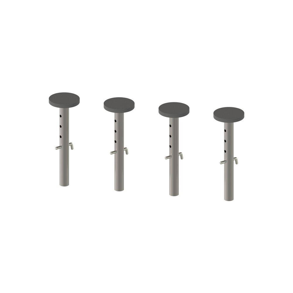 E2 Height Adjusters Short, in Steel, Clear-coated with  Table Top Holders with Anti-Slide Cover