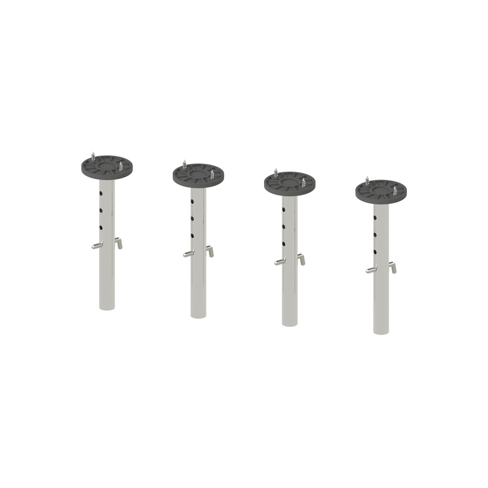 E2 Height Adjusters Short, in Steel, Chrome-plated with  Table Top Holders