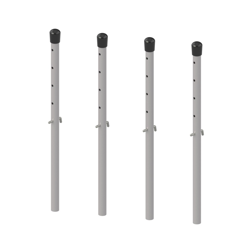 E2 Height Adjusters Long, in Steel, White aluminium (RAL 9006) with  Caps