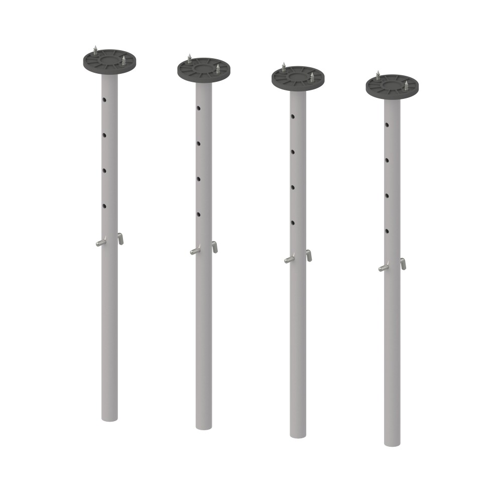 E2 Height Adjusters Long, in Steel, White aluminium (RAL 9006) with  Table Top Holders