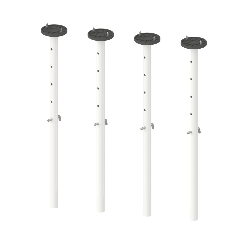 E2 Height Adjusters Long, in Steel, Traffic white (RAL 9016) with  Table Top Holders