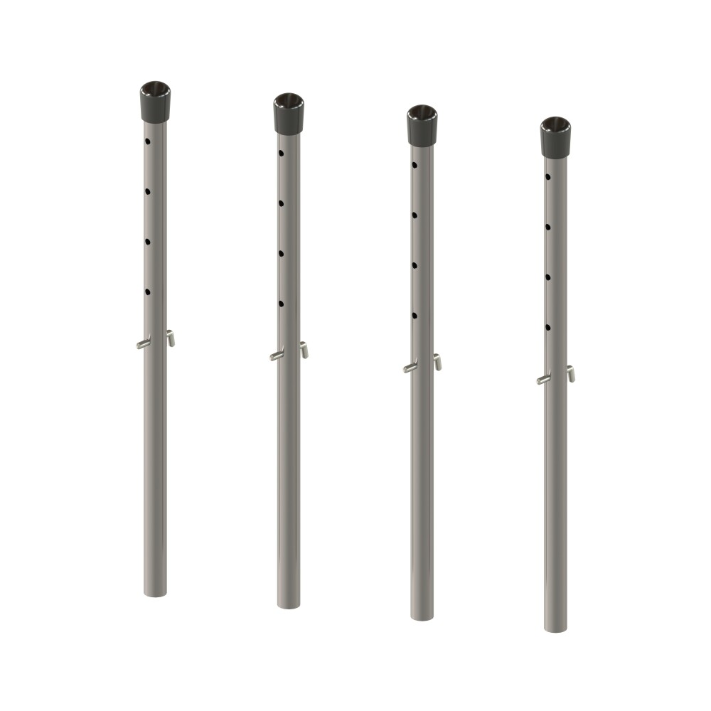 E2 Height Adjusters Long, in Steel, Clear-coated with  Caps