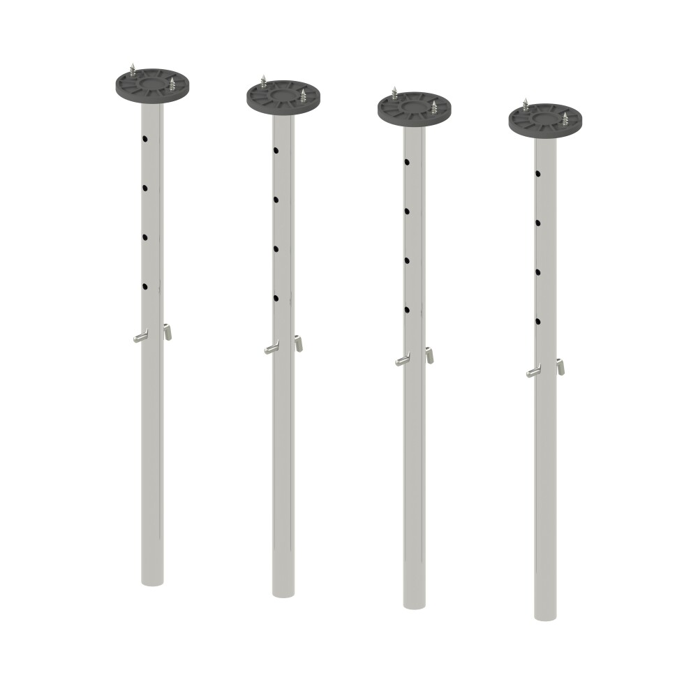 E2 Height Adjusters Long, in Steel, Chrome-plated with  Table Top Holders