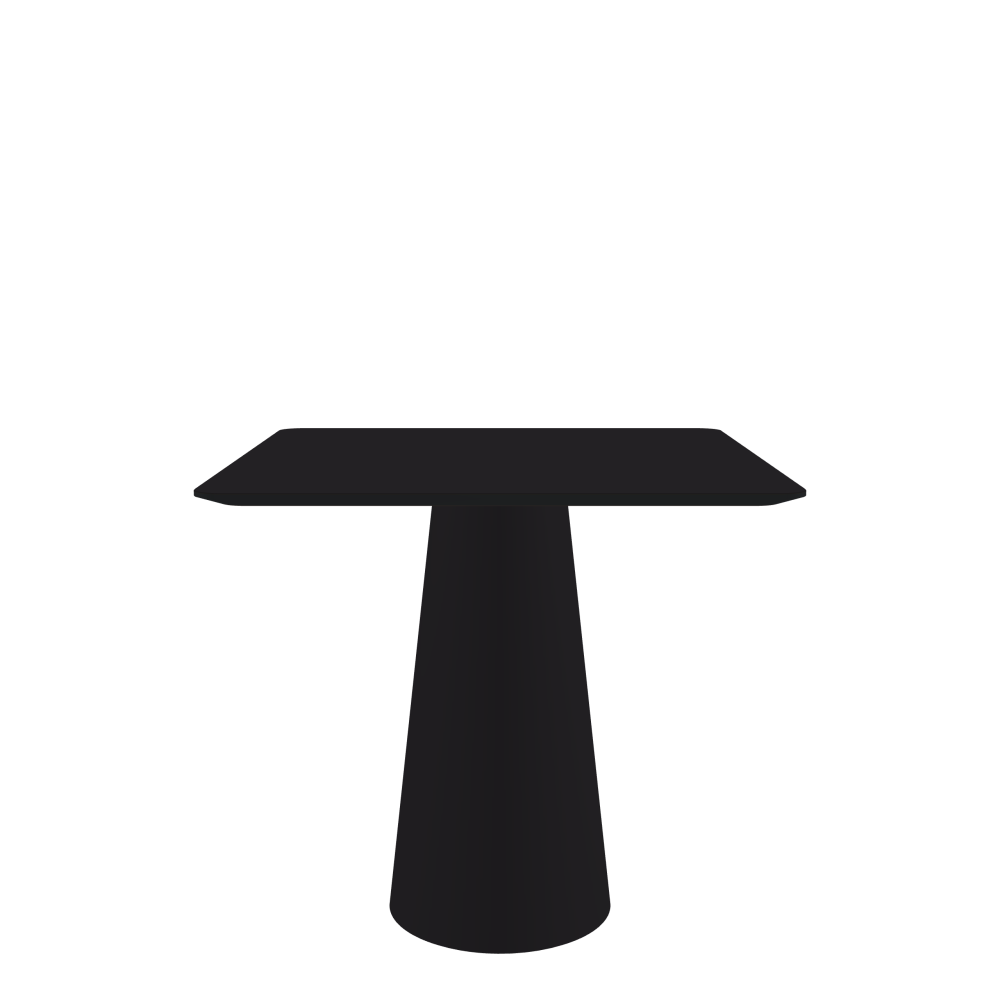 ALT Tisch - Form Eckig - Länge 80,00 cm - Tiefe 80,00 cm - Radius 4,00 cm - Stärke 2,1 cm - Freiformfläche 1.00000000 - Oberseite Linoleum, 4166 Charcoal - Kern MDF - Kante MDF, Schwarz - Kantenschräge 25° / ALT Tischsäule - Oberseite Linoleum, 4166 Charcoal - Größe S: Ø 36 × H 72 cm