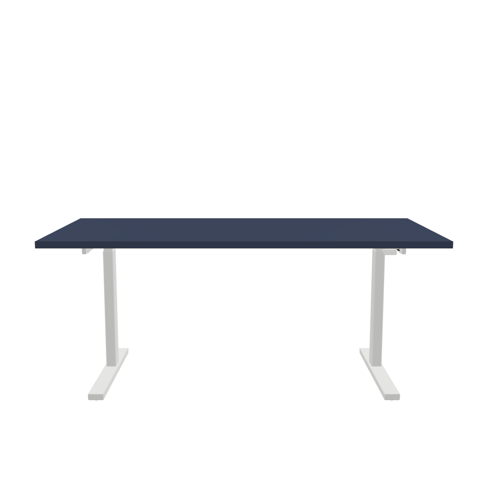 ATS Desk - Shape Square - Length 180.00 cm - Width 85.00 cm - Radius 0.30 cm - Thickness 3 cm - Surface Linoleum, 4179 Smokey Blue - Core Laminboard - Edge Linoleum, 4179 Smokey Blue - Profile Edge 90° / ATS Desk Frame - Material and Colour Powder coated, Traffic white (RAL 9016) - Size L 146 × W 71 cm - Lifting Columns Rectangle - Control Unit Standard