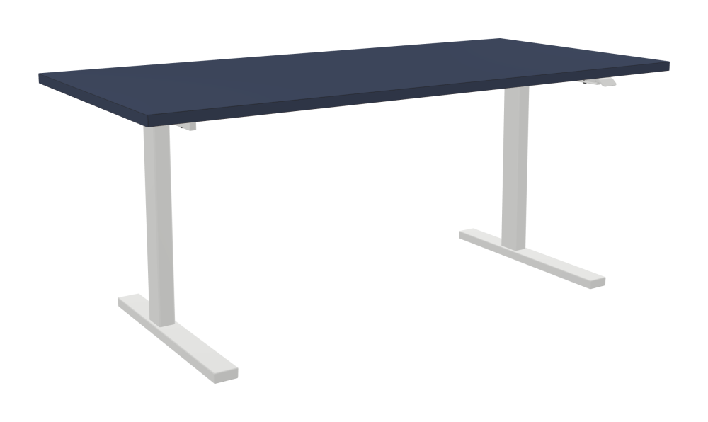 ATS Desk - Shape Square - Length 180.00 cm - Width 85.00 cm - Radius 0.30 cm - Thickness 3 cm - Surface Linoleum, 4179 Smokey Blue - Core Laminboard - Edge Linoleum, 4179 Smokey Blue - Profile Edge 90° / ATS Desk Frame - Material and Colour Powder coated, Traffic white (RAL 9016) - Size L 146 × W 71 cm - Lifting Columns Rectangle - Control Unit Standard
