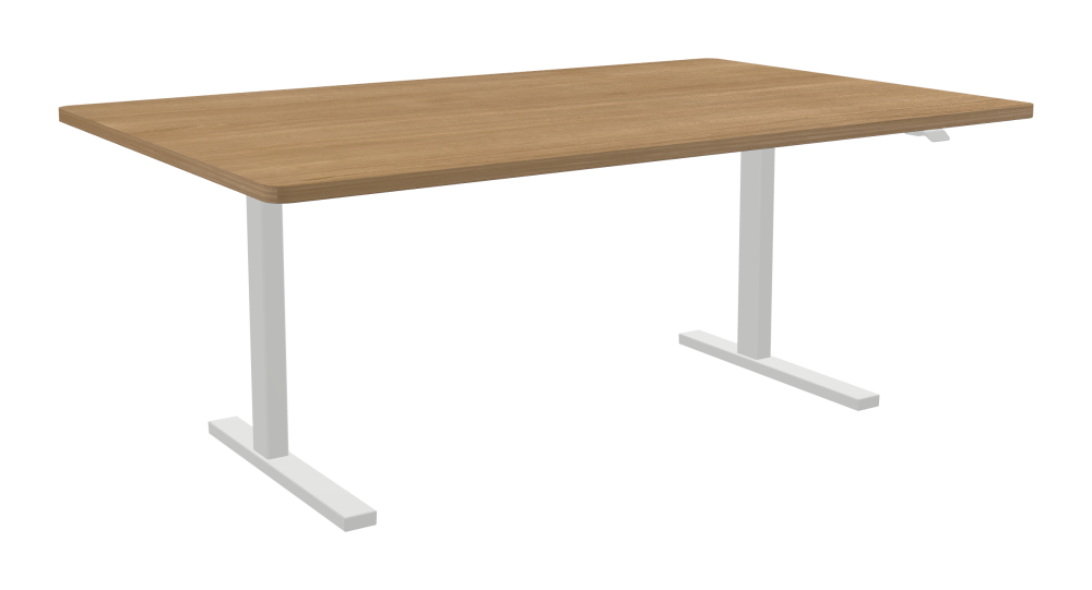 ATS Desk - Shape Square - Length 190.00 cm - Width 120.00 cm - Radius 4.00 cm - Thickness 2.9 cm - Surface Wood Veneer, Oak - Core Laminboard - Edge Wood, Oak - Profile Edge 90° / ATS Desk Frame - Material and Colour Powder coated, Traffic white (RAL 9016) - Size L 146 × W 71 cm - Lifting Columns Rectangle - Control Unit Standard
