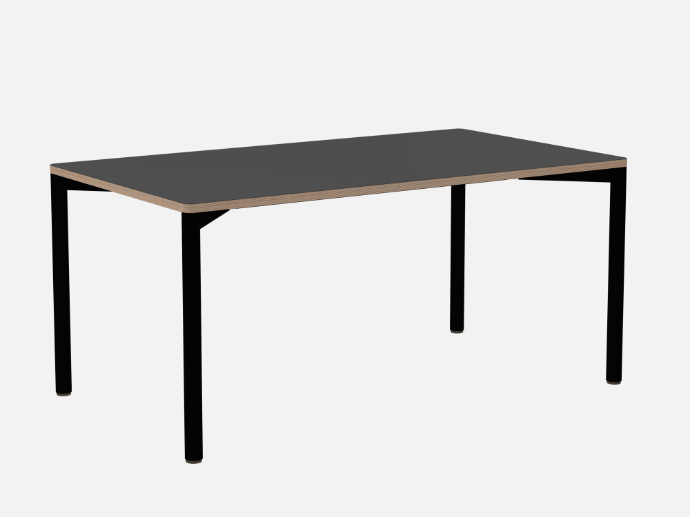 OUTLINE Table by BIG-GAME featuring metal corner legs and a grey table top with plywood edges