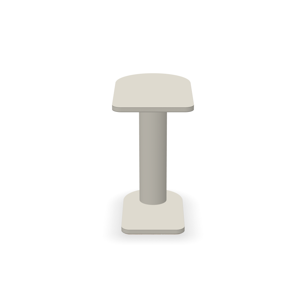 OFF-CUT Beistelltisch - Oberseite Linoleum, 4176 Mushroom - Form Halbrund, L 34 × B 56 - Höhe 60 cm