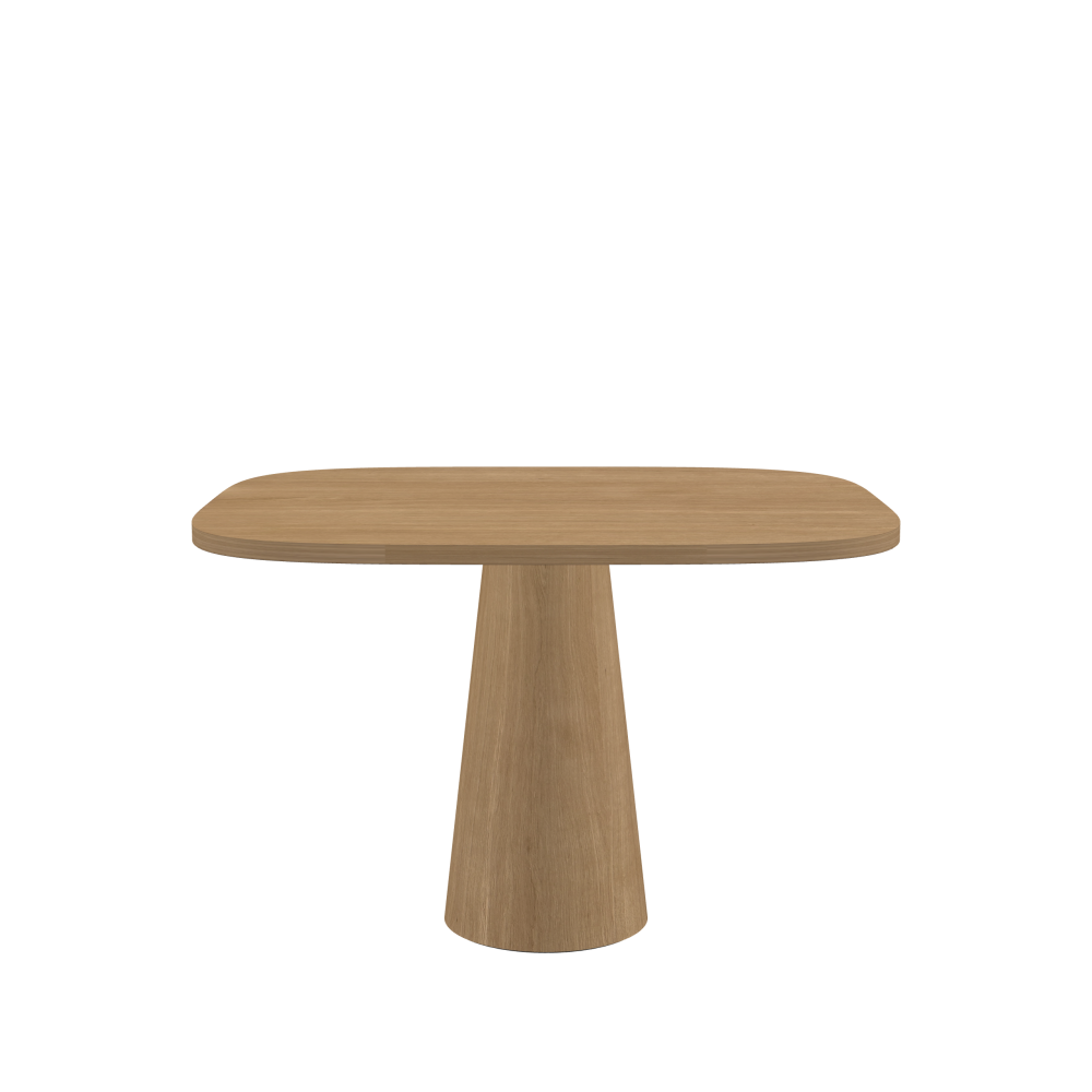 ALT Table - Shape Superellipse - Length 115.00 cm - Width 100.00 cm - Superellipse Exponent 4.00  - Thickness 2.9 cm - Freeform 1.00000000 - Surface Wood Veneer, Oak - Core Laminboard - Edge Wood, Oak - Profile Edge 90° / ALT Table Stand - Surface Wood Veneer, Oak - Size S: Ø 36 × H 72 cm