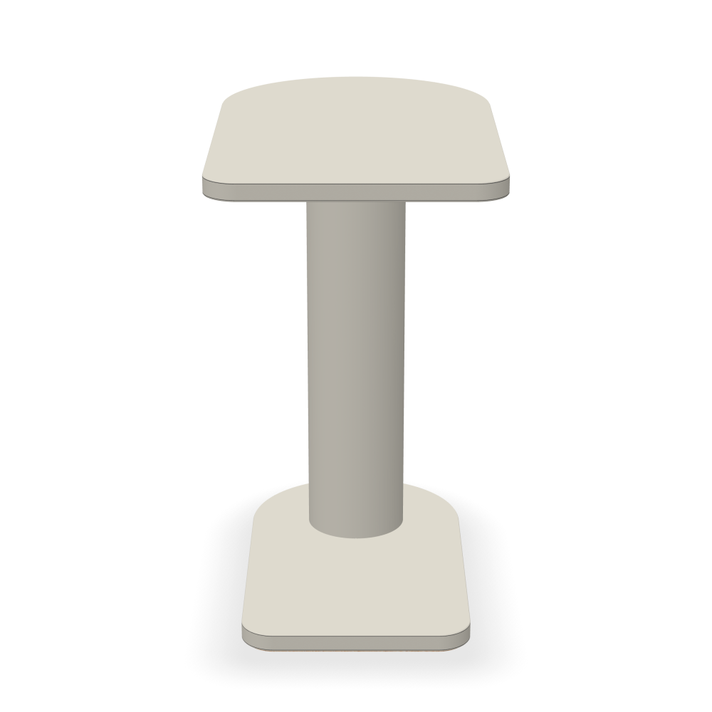 OFF-CUT Beistelltisch - Oberseite Linoleum, 4176 Mushroom - Form Halbrund, L 34 × B 56 - Höhe 60 cm