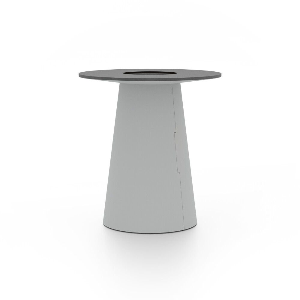 ALT (All Linoleum Table) cone-shaped table base lined with linoleum (4132 Ash), L Ø450, designed by Keiji Takeuchi
