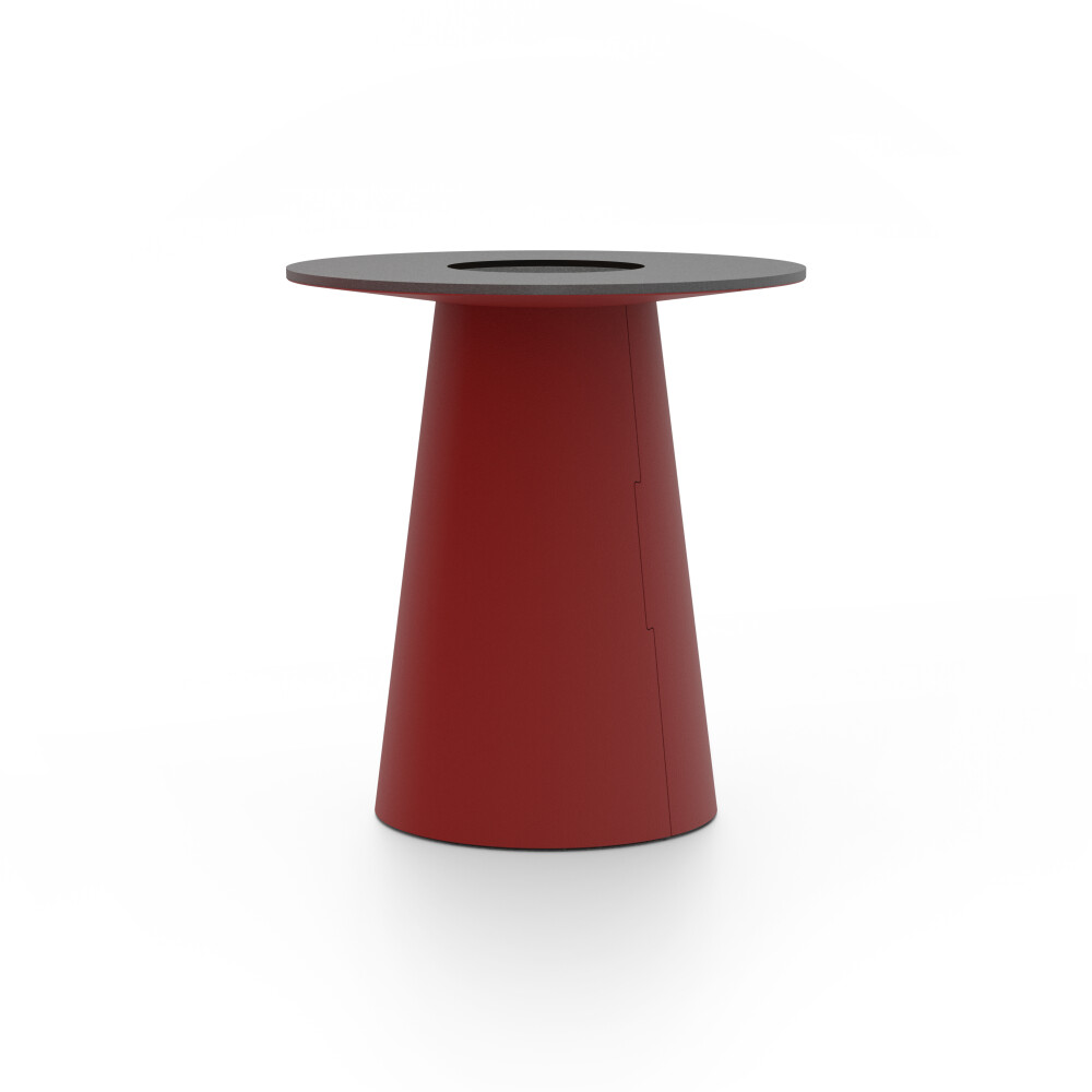 ALT (All Linoleum Table) cone-shaped table base lined with linoleum (4164 Salsa), L Ø450, designed by Keiji Takeuchi