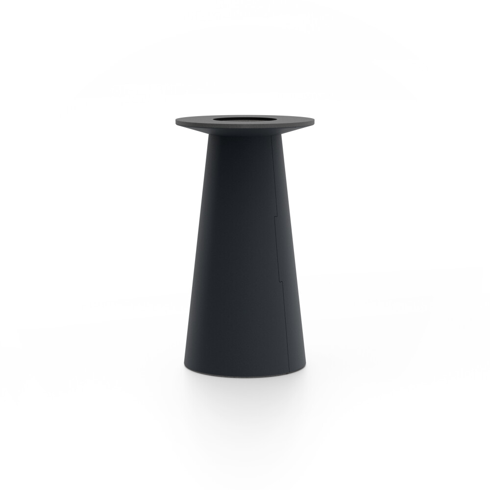 ALT (All Linoleum Table) cone-shaped table base lined with linoleum (4167  Carbon – Faust Linoleum exclusive), S Ø360, designed by Keiji Takeuchi