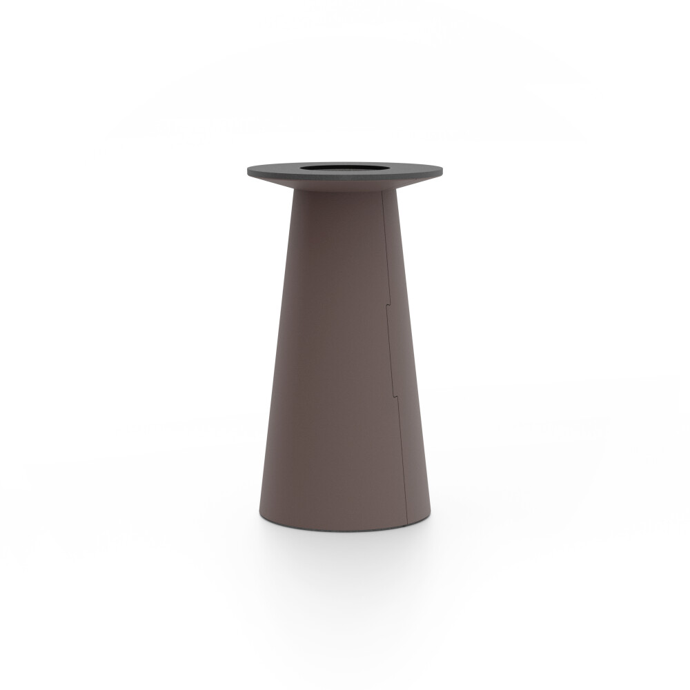 ALT (All Linoleum Table) cone-shaped table base lined with linoleum (4172 Mauve), S Ø360, designed by Keiji Takeuchi