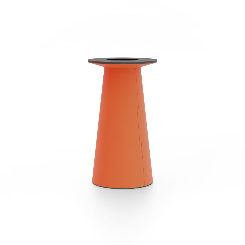 ALT (All Linoleum Table) cone-shaped table base lined with linoleum (4186 Orange Blast), S Ø360, designed by Keiji Takeuchi