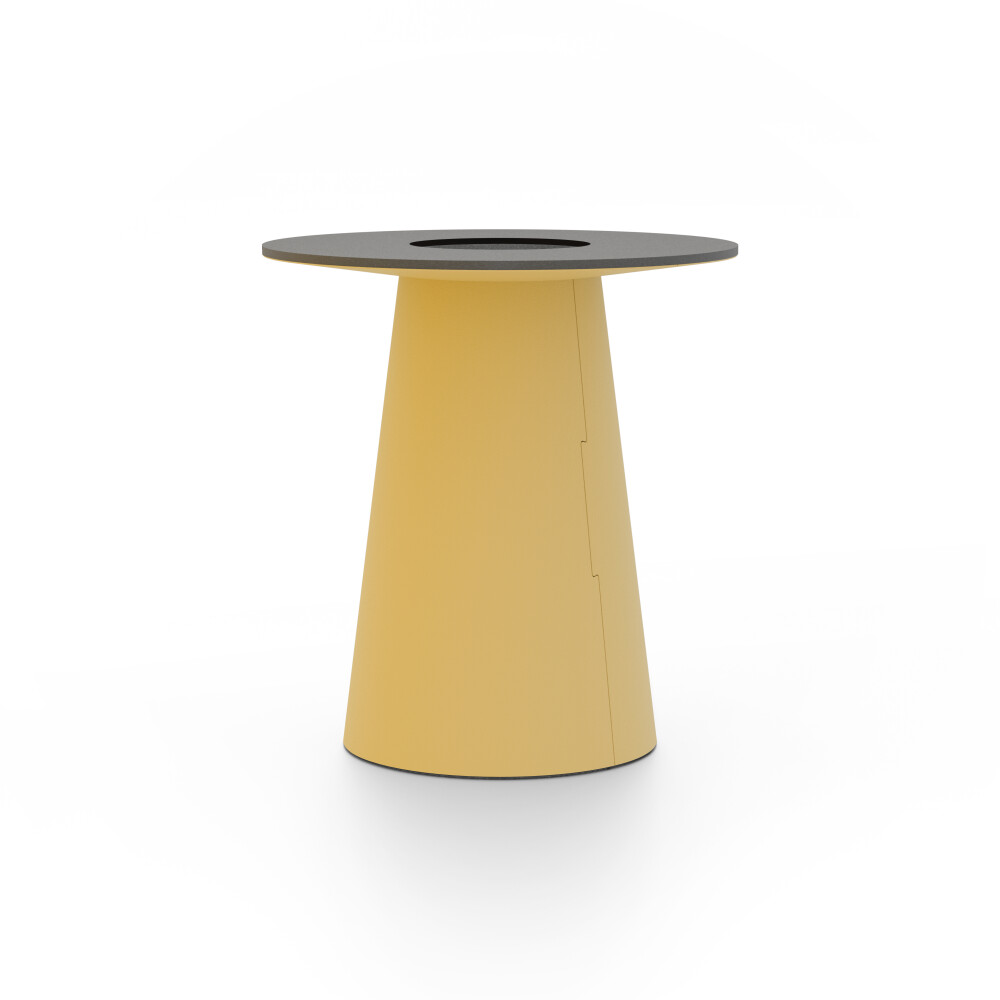 ALT (All Linoleum Table) cone-shaped table base lined with linoleum (S588 Pure Linoleum – Faust Linoleum exclusive), L Ø450, designed by Keiji Takeuchi