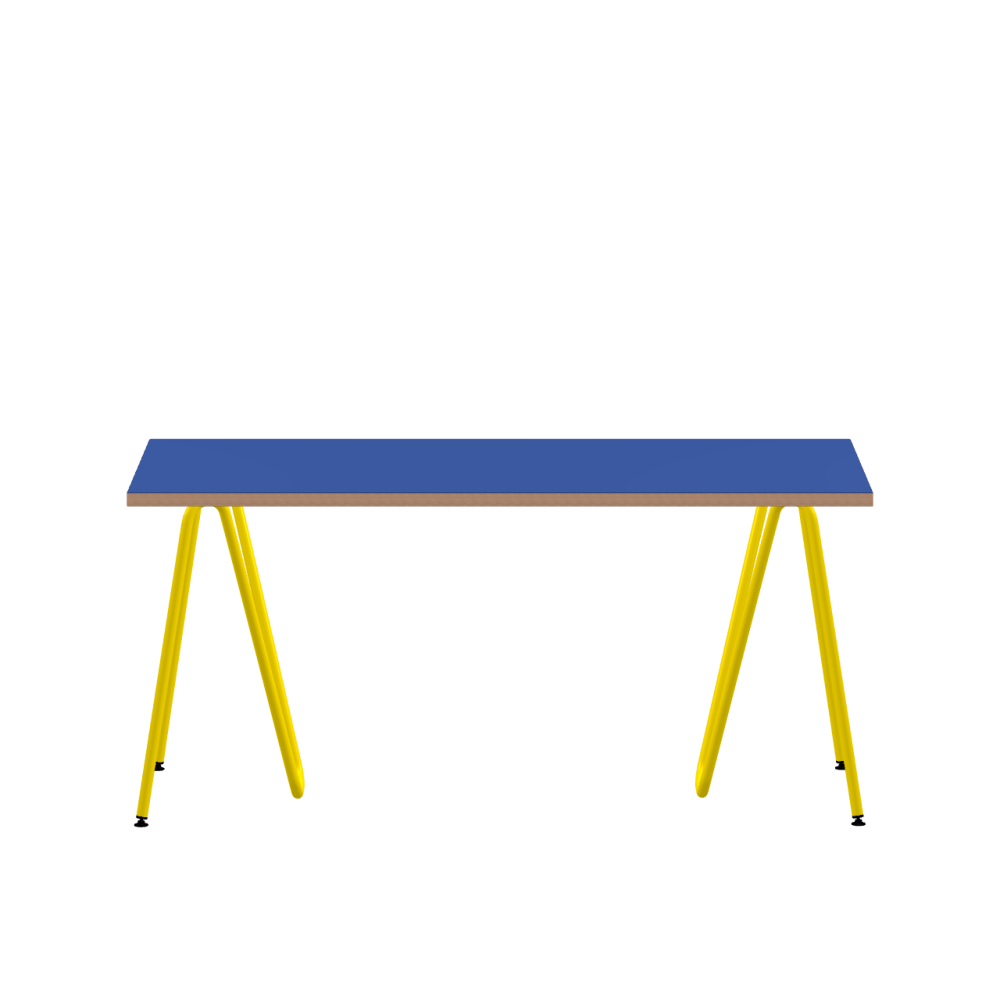 Sinus linoleum table – 4181 Midnight Blue / Laminboard (Strength 30mm) / Larch