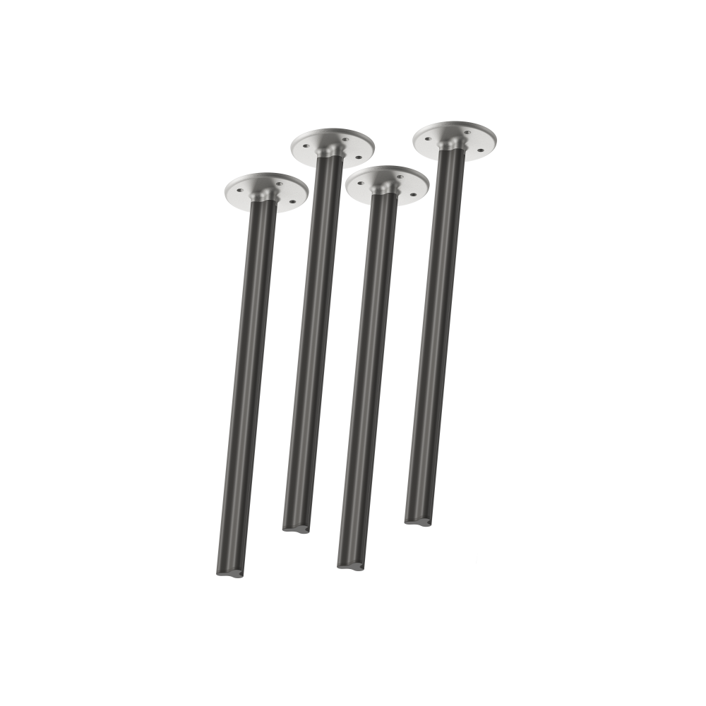Ein Set aus 4 Stück BEAM-Beinen im "M"-Größe, 71 cm groß, entworfen von Daniel Lorch, mit RAL 7021 Schwarzgrau-Finish und Metallverbindern.