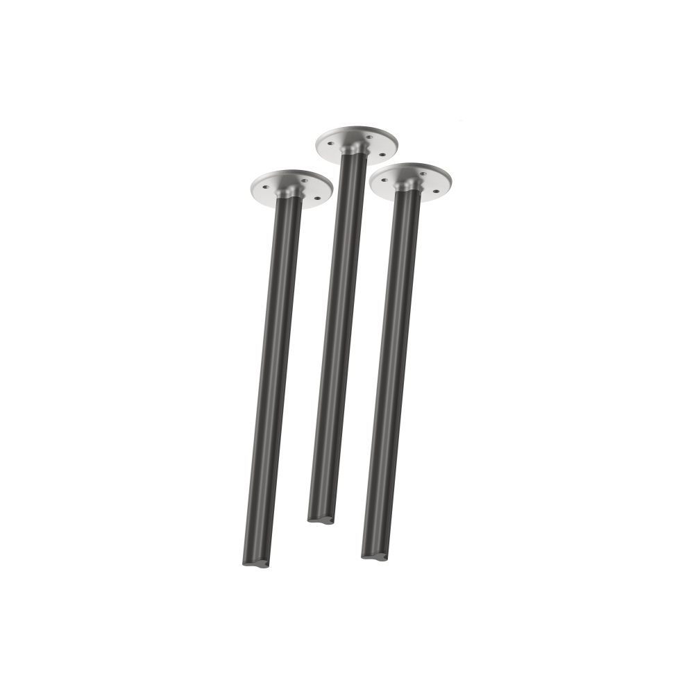 Ein Set aus 3 Stück BEAM-Beinen im "M"-Größe, 71 cm groß, entworfen von Daniel Lorch, mit RAL 7021 Schwarzgrau-Finish und Metallverbindern.