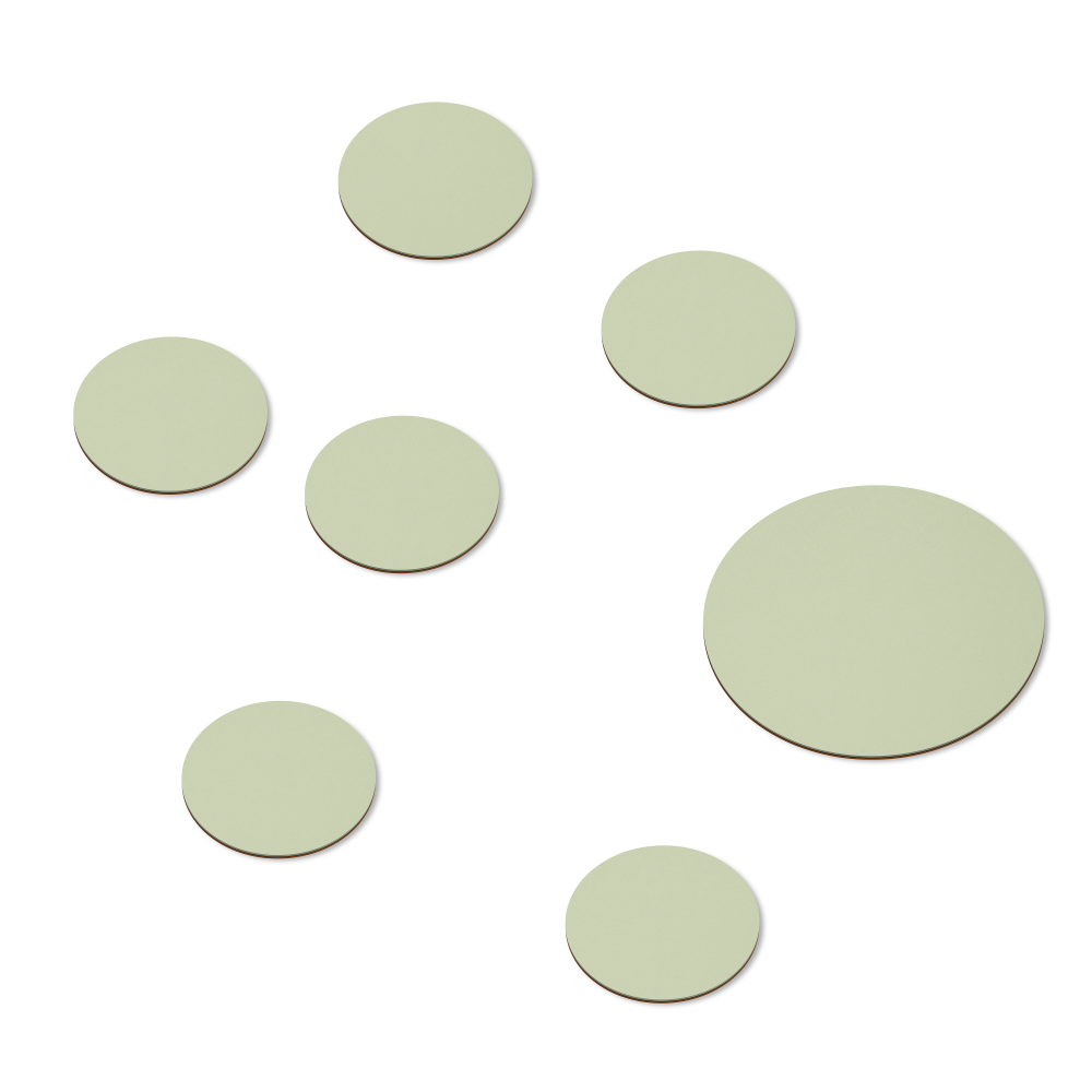 Set of seven PAD Coasters by Faust in 4183 Pistachio linoleum