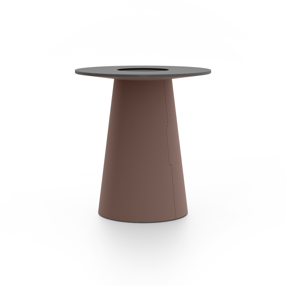 ALT (All Linoleum Tabe) konusförmiges Tischgestell, beschichtet mit Linoleum (4009 Espresso ᴺᴱᵁ), L Ø 45 cm, designed by Keiji Takeuchi