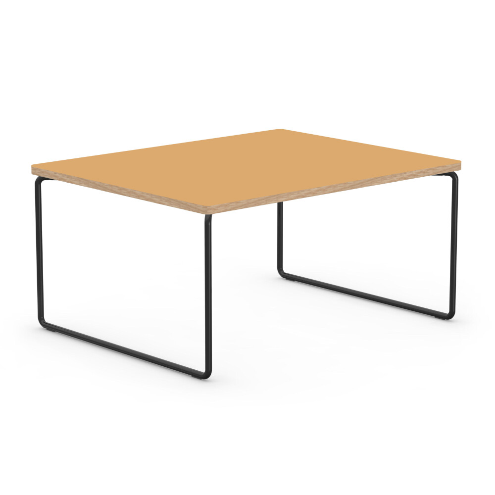 LOW & LOWER Coffee Tables - Linoleum Linoleum, 4001 Clay - Table Top Edge Oak - Frame Steel, Powder-coated, Jet black (RAL 9005) - Dimensions L 75 × B 75 x H 37 cm