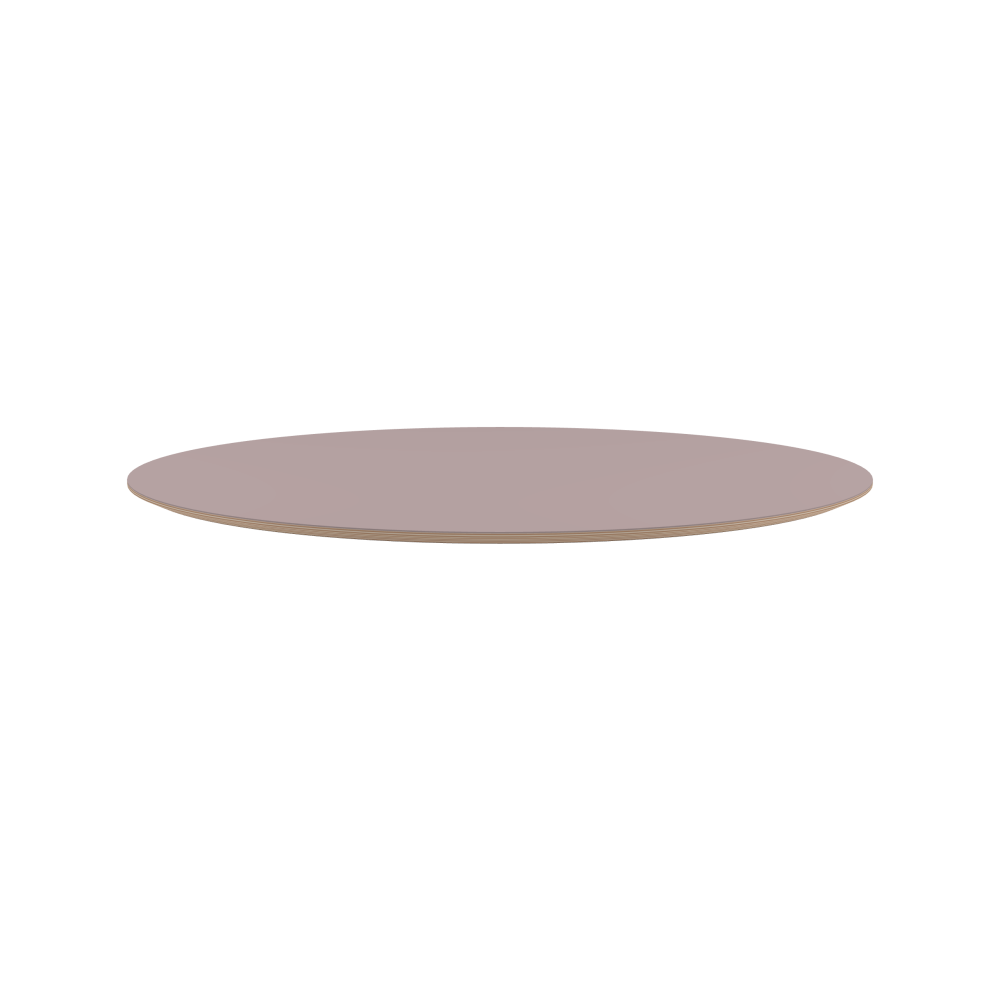 Table Top - Shape Round - Length 120.00 cm - Width 120.00 cm - Thickness 2 cm - Freeform 1.00000000 - Surface Linoleum, 4010 Soft Lilac - Core Birch Plywood - Profile Edge 25°