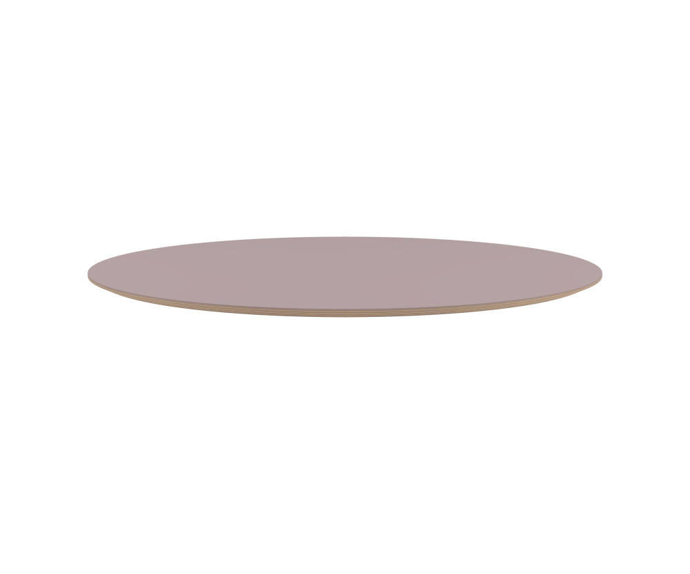 Table Top - Shape Round - Length 120.00 cm - Width 120.00 cm - Thickness 2 cm - Freeform 1.00000000 - Surface Linoleum, 4010 Soft Lilac - Core Birch Plywood - Profile Edge 25°
