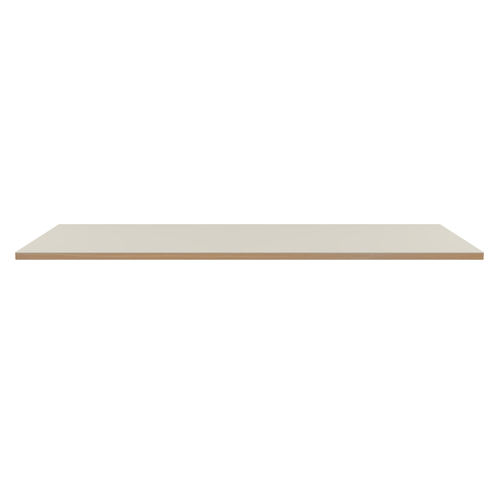 Table Top - Shape Square - Length 200.00 cm - Width 95.00 cm - Radius 1.00 cm - Thickness 3 cm - Surface Linoleum, 4176 Mushroom - Core Laminboard - Edge Wood, Larch - Profile Edge 90°