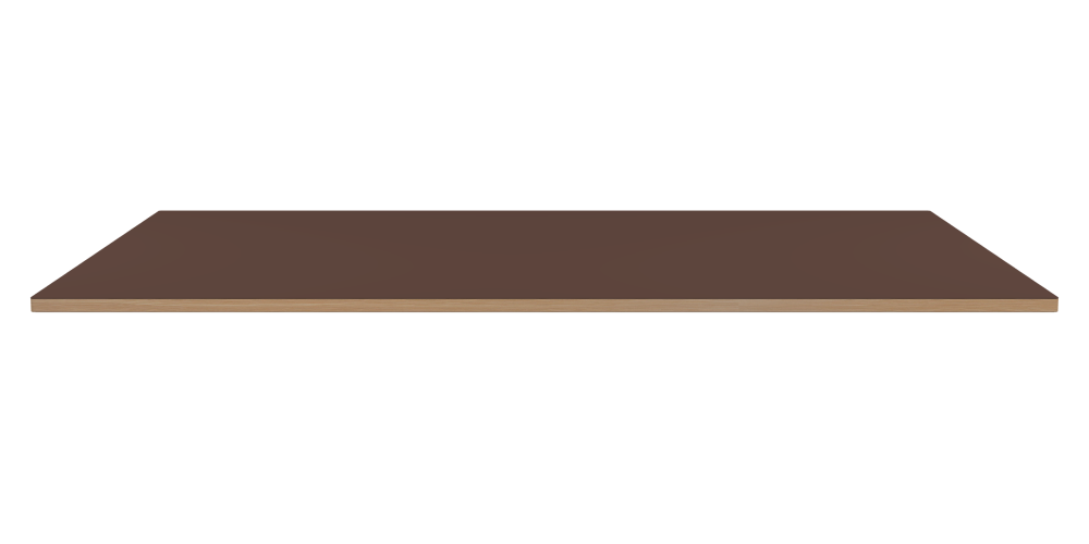 Table Top - Shape Square - Length 220.00 cm - Width 150.00 cm - Radius 1.00 cm - Thickness 3 cm - Surface Linoleum, 4009 Espresso - Core Laminboard - Edge Wood, Larch - Profile Edge 90°