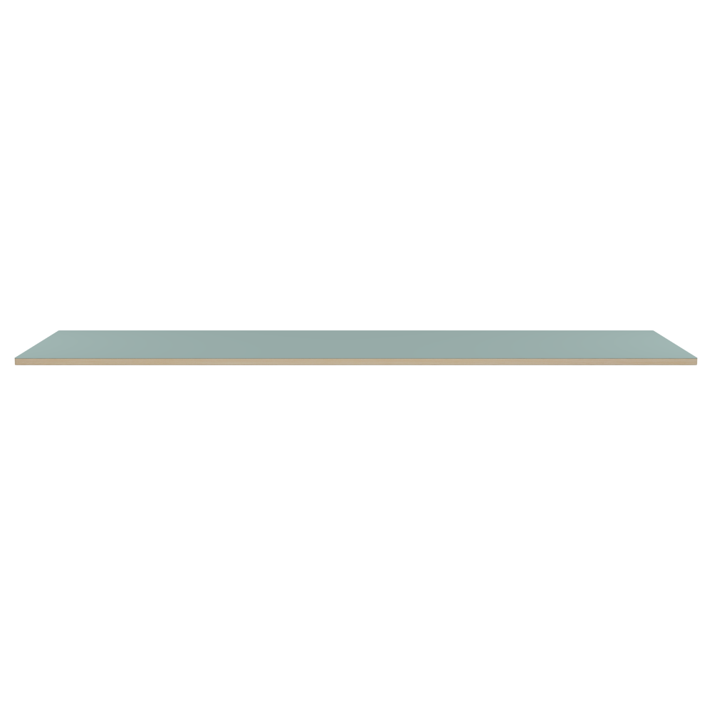 Table Top - Shape Square - Length 300.00 cm - Width 90.00 cm - Radius 1.00 cm - Thickness 3 cm - Surface Linoleum, 4004 Blue Haze - Core Laminboard - Edge Wood, Ash - Profile Edge 90°