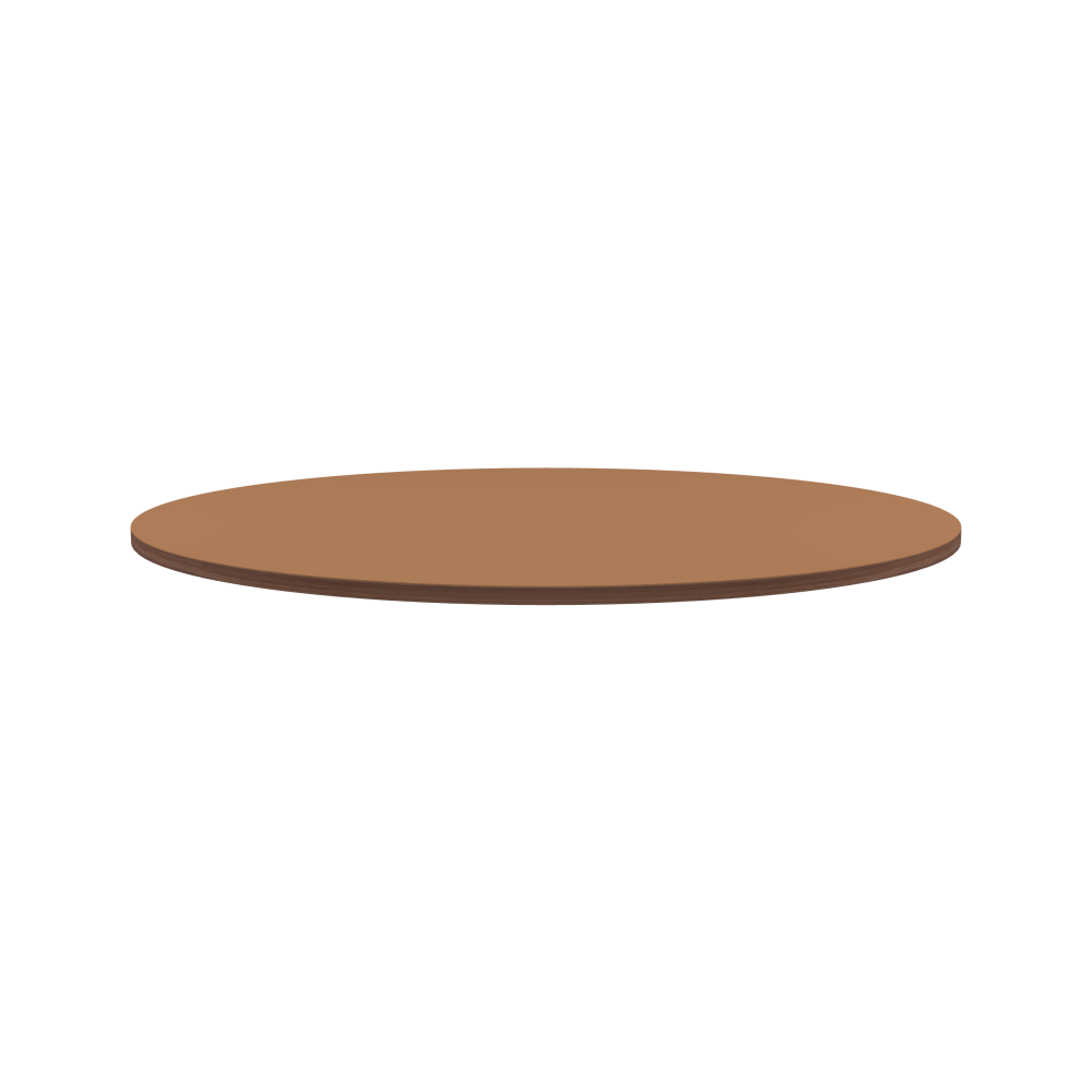 Table Top - Shape Round - Length 160.00 cm - Width 160.00 cm - Thickness 3 cm - Freeform 1.00000000 - Surface Linoleum, 4003 Walnut - Core Laminboard - Edge Wood, Walnut - Profile Edge 90°