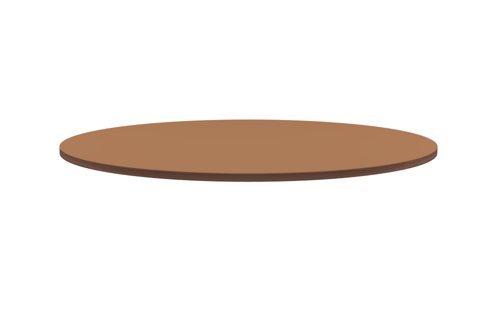 Table Top - Shape Round - Length 160.00 cm - Width 160.00 cm - Thickness 3 cm - Freeform 1.00000000 - Surface Linoleum, 4003 Walnut - Core Laminboard - Edge Wood, Walnut - Profile Edge 90°