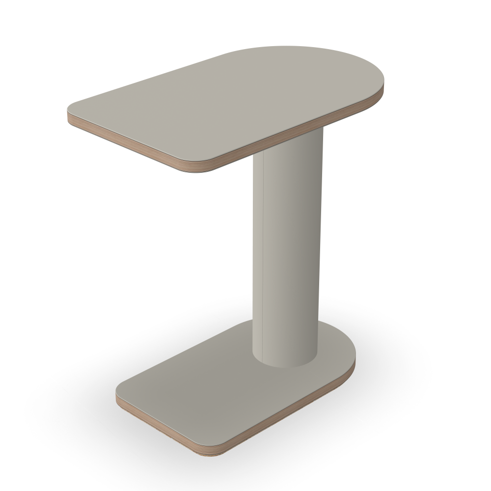OFF-CUT Side Tables - Surface Linoleum, 4176 Mushroom - Shape Half-round, L 34 × W 56 - Height 60 cm