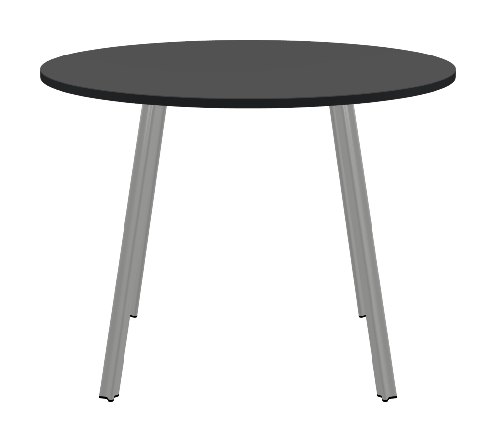 BEAM Table - Shape Round - Length 100.00 cm - Width 100.00 cm - Thickness 2.1 cm - Freeform 1.00000000 - Surface Linoleum, 4012 Basalt - Core MDF - Edge MDF, Black - Profile Edge 90° / BEAM Table Legs - Material and Colour Aluminium, matt anodised - Profile strength Small - Height 71 cm - Set 4 Legs