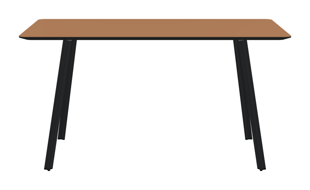 BEAM Tisch - Form Eckig - Länge 140,00 cm - Tiefe 70,00 cm - Radius 4,00 cm - Stärke 2,1 cm - Freiformfläche 1.00000000 - Oberseite Linoleum, 4003 Walnut - Kern MDF - Kante MDF, Schwarz - Kantenschräge 25° / BEAM Tischbeine - Material und Farbe Aluminium, pulverbeschichtet, Schwarzgrau (RAL 7021) - Profilgröße Klein - Höhe 71 cm - Set 4 Tischbeine