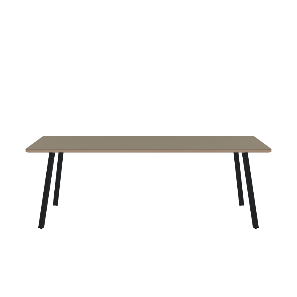BEAM Tisch - Form Eckig - Länge 220,00 cm - Tiefe 90,00 cm - Radius 4,00 cm - Stärke 2,6 cm - Freiformfläche 1.00000000 - Oberseite Linoleum, 4011 Taupe - Kern Multiplex Birke - Kantenschräge 90° / BEAM Tischbeine - Material und Farbe Aluminium, pulverbeschichtet, Schwarzgrau (RAL 7021) - Profilgröße Normal - Höhe 71 cm - Set 4 Tischbeine