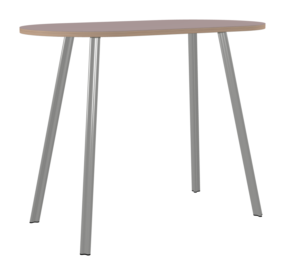 BEAM Tisch - Form Eckig - Länge 140,00 cm - Tiefe 75,00 cm - Radius 36,60 cm - Stärke 2,6 cm - Freiformfläche 1.00000000 - Oberseite Linoleum, 4010 Soft Lilac - Kern Multiplex Birke - Kantenschräge 90° / BEAM Tischbeine - Material und Farbe Aluminium, matt eloxiert - Profilgröße Normal - Höhe 102 cm - Set 4 Tischbeine