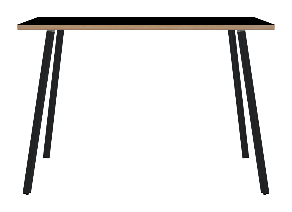BEAM Tisch - Form Eckig - Länge 160,00 cm - Tiefe 80,00 cm - Radius 1,00 cm - Stärke 3 cm - Oberseite Linoleum, 4023 Nero - Kern Stäbchenplatte - Kante Holz, Lärche - Kantenschräge 90° / BEAM Tischbeine - Material und Farbe Aluminium, pulverbeschichtet, Schwarzgrau (RAL 7021) - Profilgröße Normal - Höhe 102 cm - Set 4 Tischbeine
