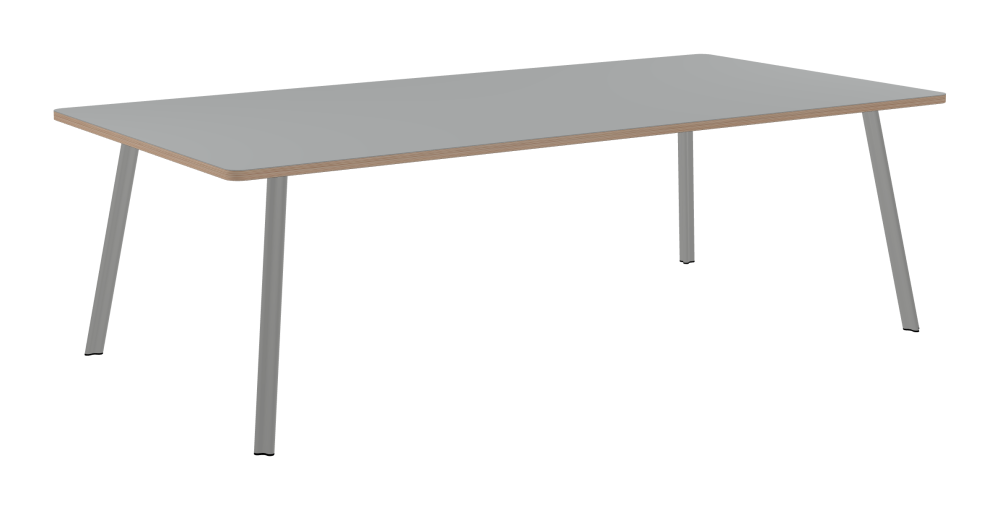 BEAM Tisch - Form Eckig - Länge 240,00 cm - Tiefe 120,00 cm - Radius 4,00 cm - Stärke 2,6 cm - Freiformfläche 1.00000000 - Oberseite Linoleum, 4132 Ash - Kern Multiplex Birke - Kantenschräge 90° / BEAM Tischbeine - Material und Farbe Aluminium, matt eloxiert - Profilgröße Normal - Höhe 71 cm - Set 4 Tischbeine